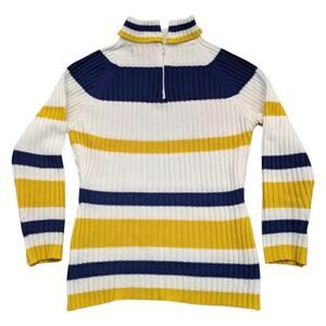 70s Striped Quarter-Zip Acrylic Knit Sweater